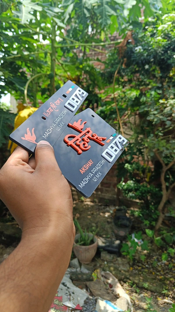 3d Hindu Stylish Number Plate ( 3d Letter ! ) - Car, Front + Back