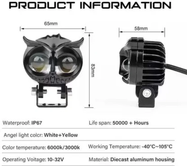 OWL Shape HJG Fog Yellow-White light - HJG ( Metal ) Original
