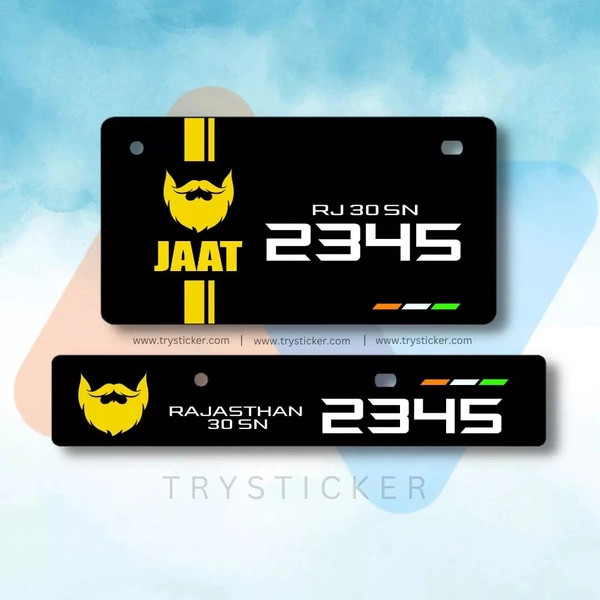 Premium Jaat Number Plate ( Jaat Lovers ) - Bike, Front Side + Back Side