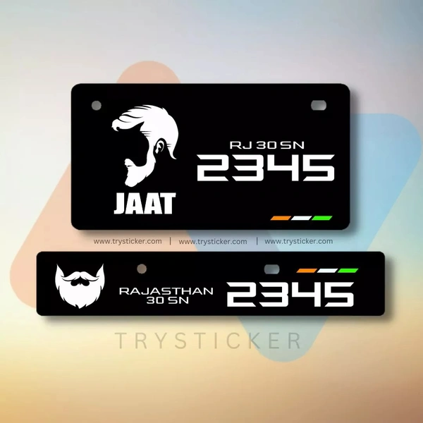 Premium Jaat Number Plate ( Jaat Lovers ) - Bike, Front Side + Back Side