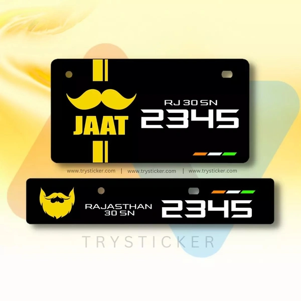 Premium Jaat Number Plate ( Jaat Lovers ) - Bike, Front Side + Back Side