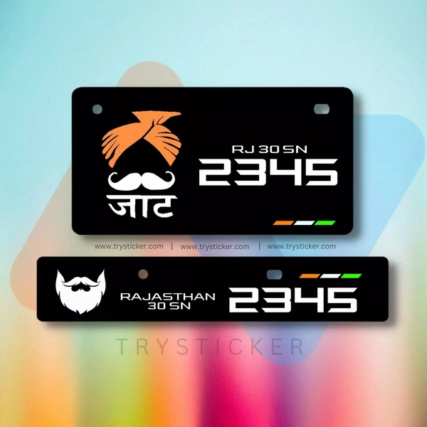 Premium Jaat Number Plate ( Jaat Lovers ) - Bike, Front Side + Back Side
