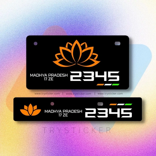 Premium Peace Number Plate ( Black ) - Bike, Front Side + Back Side