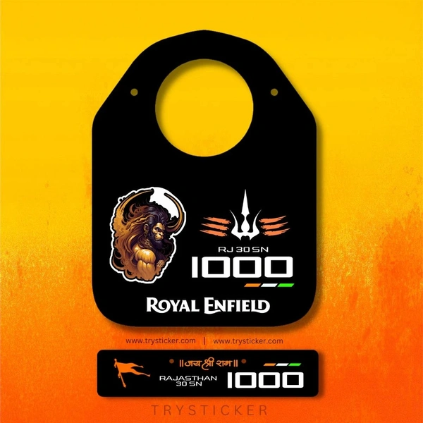 Bullet Full Premium Hanuman Ji Number Plate ( Jai Shree Ram ) | Black - Bullet, Front Side + Back Side