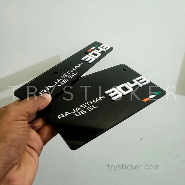 Premium Black Finish Number Plate - Bike, Front + Back