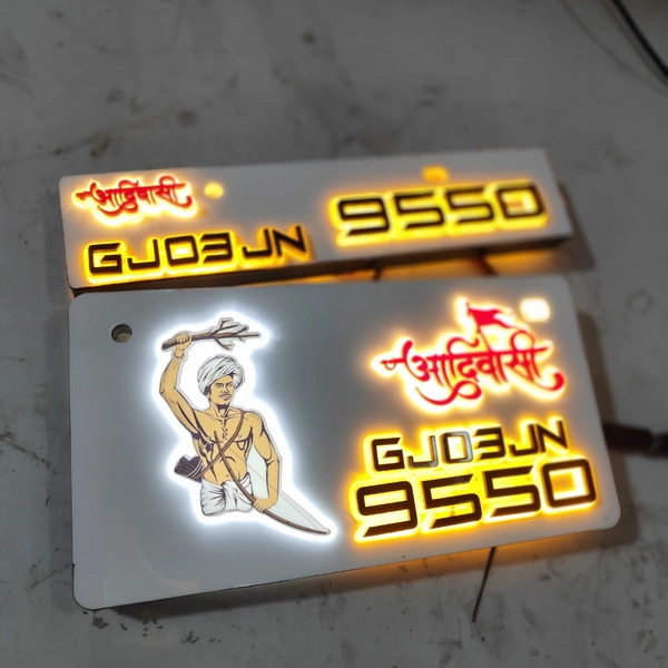 Trysticker Aadiwasi Lighting 3D Number Plate
