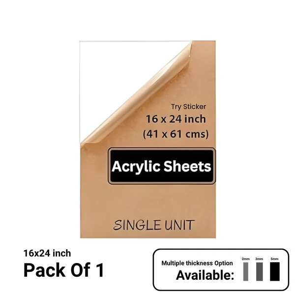 Trysticker Clear/Transparent Acrylic 1 pieces Plexiglass Sheet DIY Projects 16x24 inch - 3mm