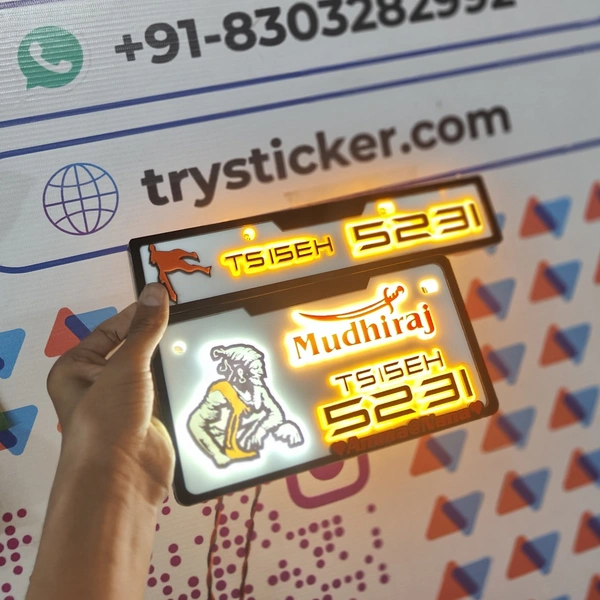 Trysticker Mudhiraj LED Lighting 3D Number Plate