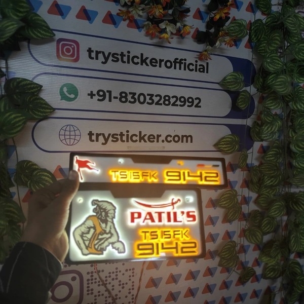 Trysticker Patil's Lighting 3D Number Plate