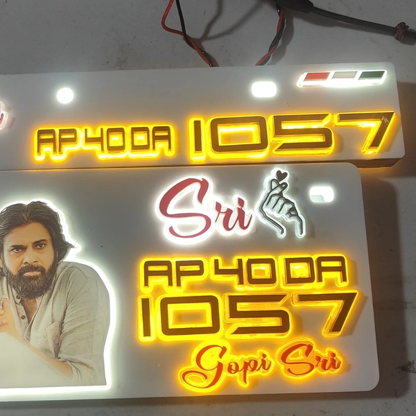 Trysticker Pavan Kalyan Lighting 3D Number Plate