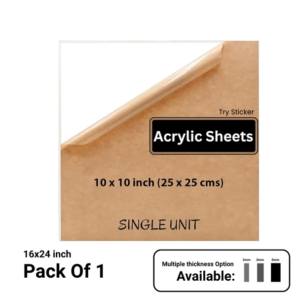 Trysticker Transparent Acrylic Sheets Plexiglass Sheets for DIY Art & Craft 10x10 inch - 3mm