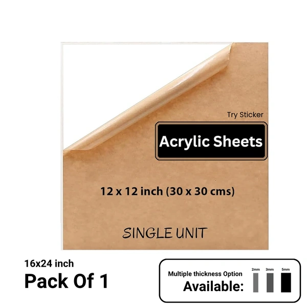Trysticker Transparent Acrylic Sheets Plexiglass Sheets for DIY Art & Craft 12x12 inch - 3mm
