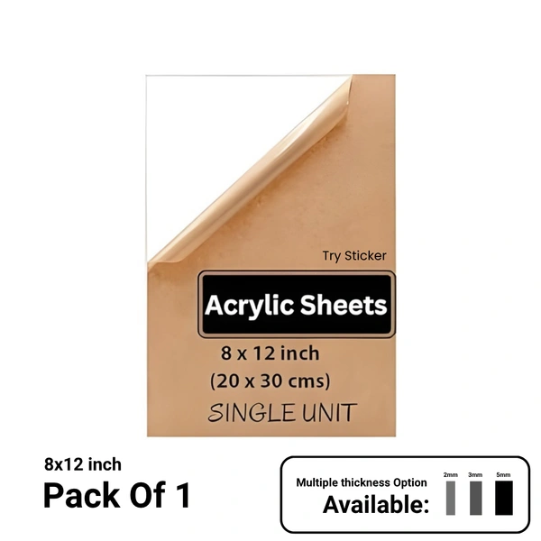 Trysticker Transparent Acrylic Sheets Plexiglass Sheets for DIY Art & Craft 8 x 12 inch - 5mm