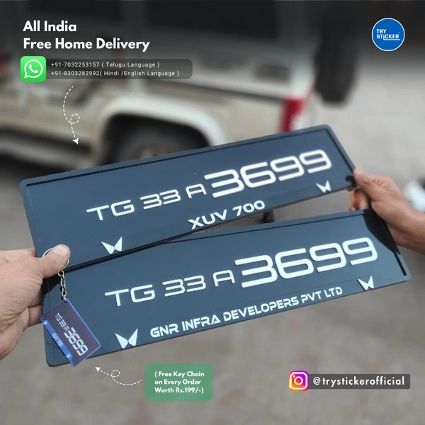 Trysticker XUV 700 3D Number Plate