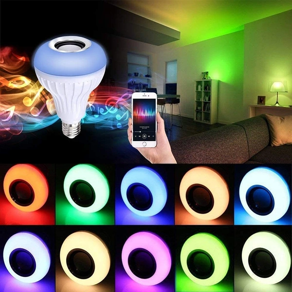 Led Bulb with Bluetooth Speaker Music Light Bulb B22 LED White + RGB Light Ball Bulb Colorful Lamp with Remote Control