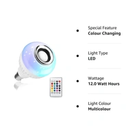 Led Bulb with Bluetooth Speaker Music Light Bulb B22 LED White + RGB Light Ball Bulb Colorful Lamp with Remote Control
