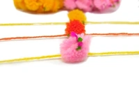 MQS - Rakhi Flower Gota Pati rakhi Pooja rakhi Pom Pom rakhi Feather Soft Children Rakhi Sharvan God rakhi Raksha Bandhan Gift Band Moli Bracelet (Set of 15)
