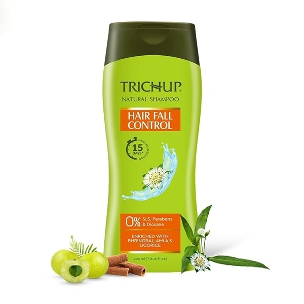 Trichup Hair Fall Control Herbal Shampoo - Enriched Amla, Licorice & Bhringaraj - Help to Reduce Hair Fall & Thinning Hair (100ml)