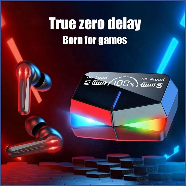 Damix M28 TWS Gaming Earphones With RGB Light & Low Latency Bluetooth Wireless Gaming Bluetooth Gaming Headset (Black, True Wireless) - Black