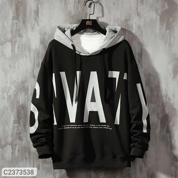 Fleece Full Sleeves Printed Mens Hoodie