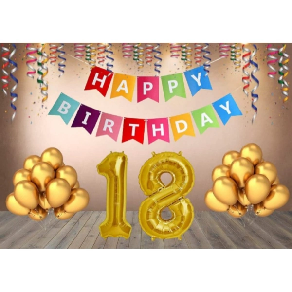 Shopnav shopnav's 18Th Happy Birthday Decoration Combo With Multi Color Banner (Multicolor)