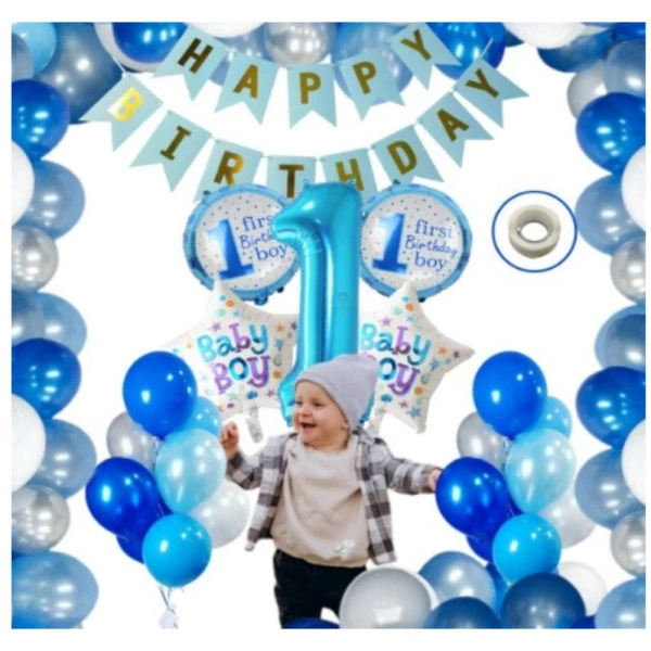 Shopnav 1St Birthday Baby Boytheme Decorations Kit Combo (Blue)