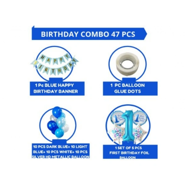 Shopnav 1St Birthday Baby Boytheme Decorations Kit Combo (Blue)