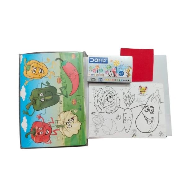 2 In 1 Puzzle & Colors Vegetable | Cardboard | Educational Toys| 3+ Years