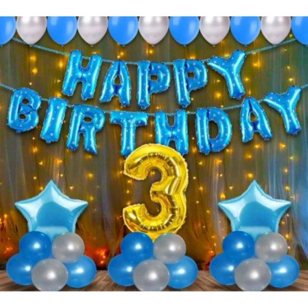 Shopnav 3Rd Birthday Decoration Items For Boys With Fairy Lights (Multicolor)