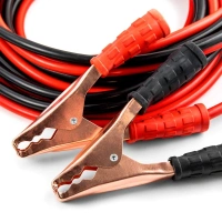 500 Amp Heavy Duty Jumper Booster Cables Anti Tangle Copper Care Universal For Car (Red) - Red