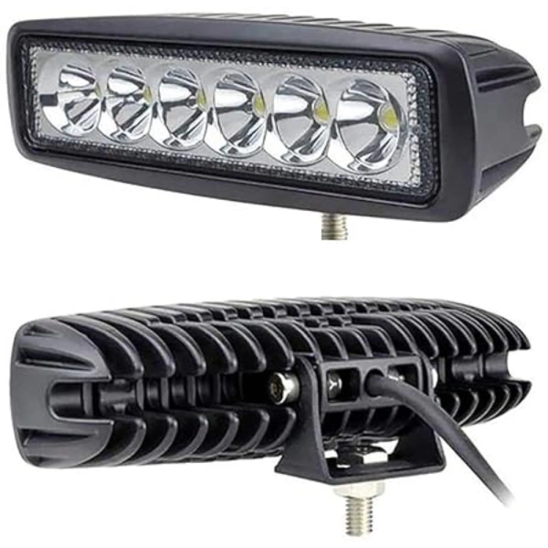 6 Led Straight Fog Lights Projector Lens (Black) - Black