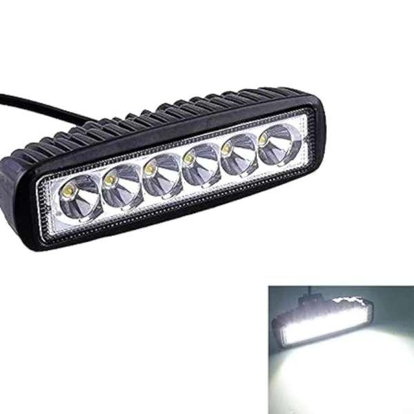 6 Led Straight Fog Lights Projector Lens (Black) - Black