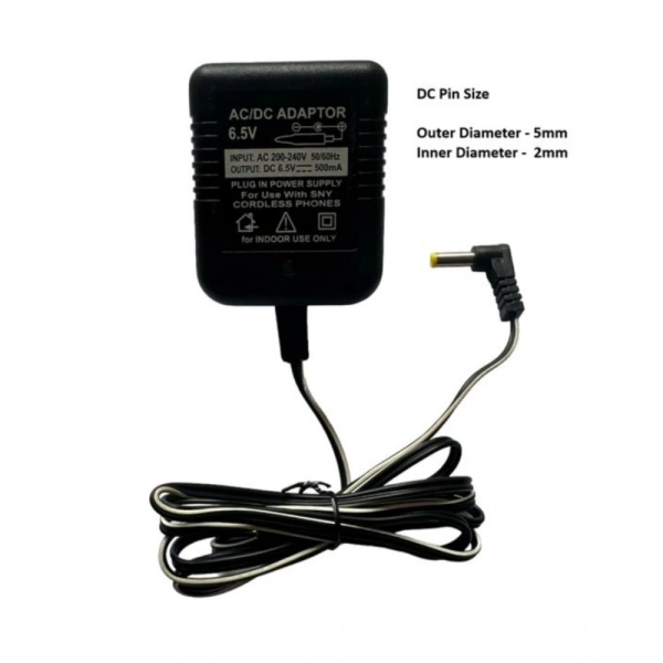Generic 6.5V 500mA DC Power Adapter Power Supply AC Input 200-240 V for Toys- Cordless Phones- FM Radio- Other Electronic - IT Gadgets (Black)