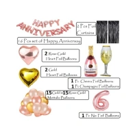 Shopnav 6Th Anniversary Rose Gold Foil Balloons With Happy Decoration Items Set (Rose Gold)