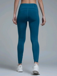 Women's Polyster Solid Sport Leggings (Blue) - Blue, 0.35, L