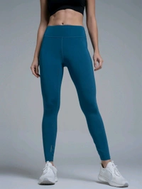 Women's Polyster Solid Sport Leggings (Blue) - Blue, 0.35, L