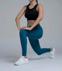Women's Polyster Solid Sport Leggings (Blue) - Blue, 0.35, L