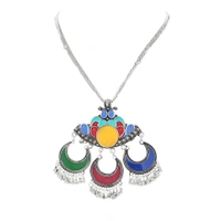 Shopnav shopnav's Afghani Designer Turkish Style Vintage Oxidised German Silver Tribal Necklace Pandeant Antique Jewellery Boho Gypsy - Silver, Alloy