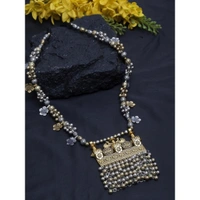 Shopnav Afghani Dual Tone Designer Turkish Style Vintage Silver Oxidised Necklace - gold -silver, Gold plated