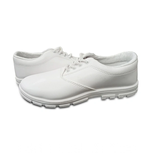 Generic Boy's Rexine School Shoe Lace-Up (White) - White, 0.35, 5
