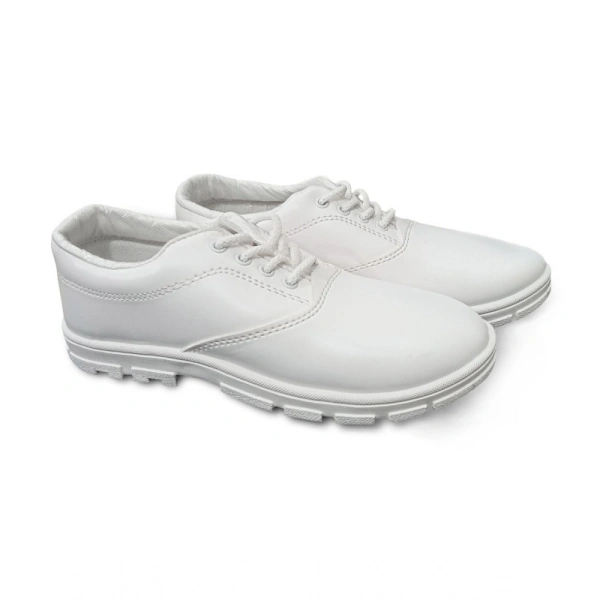 Generic Boy's Rexine School Shoe Lace-Up (White) - White, 0.35, 5