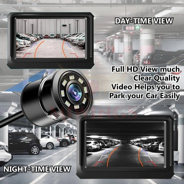 Car Rear View Backup Camera 170 Wide Angle Hd Cmos Auto Parking Assistance Reverse (Black) - Black