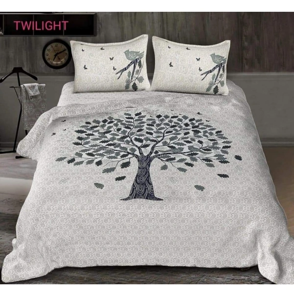 Shopnav Cotton Printed Queen Size Bedsheet With 2 Pillow Covers (White, 90x100 Inch)