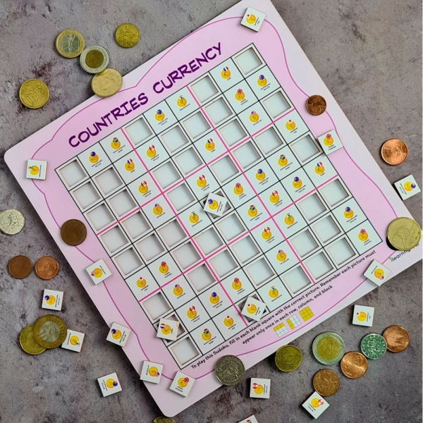 Countries- Currency Wooden Puzzle Game Toys (MultiColor)