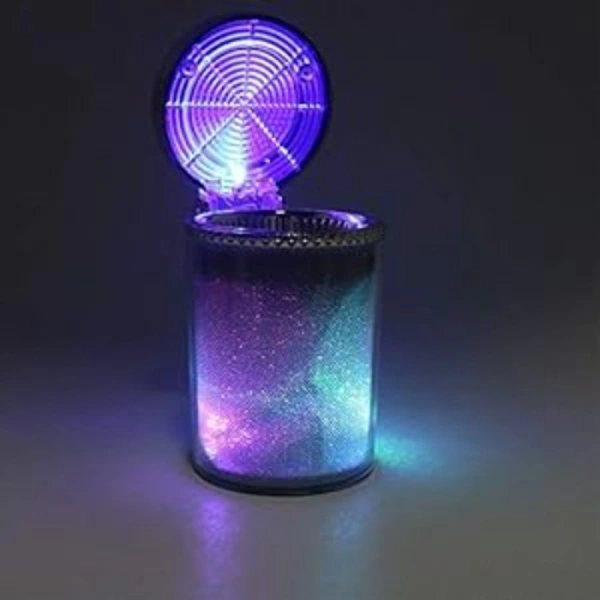 Shopnav Designer Car Ash Tray Ashtray With Blue Led Light & Rainbow Colors (Multicolor) - Multicolor