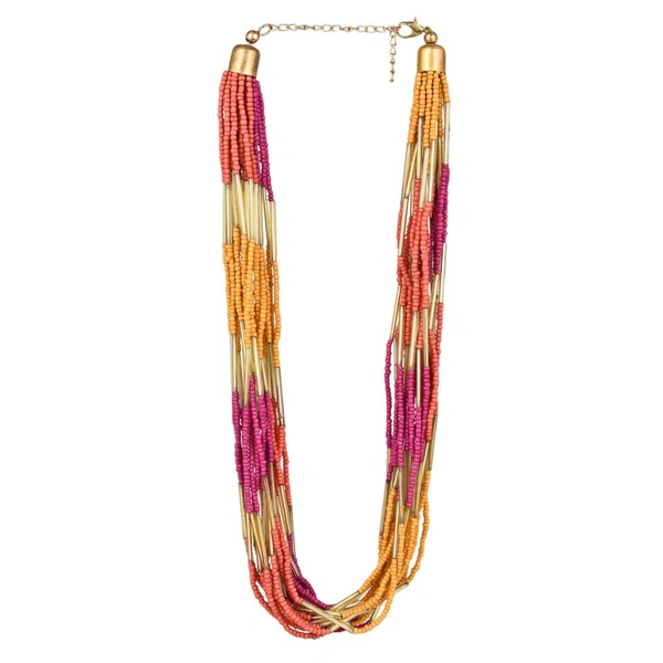 Shopnav shopnav's Designer Elegant Multi Layer Multi Color Beads Necklace - Multi, Silver Oxidized
