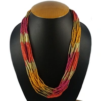 Shopnav shopnav's Designer Elegant Multi Layer Multi Color Beads Necklace - Multi, Silver Oxidized