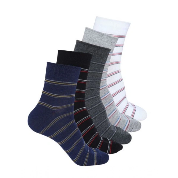 Generic 5 Pairs Men's Casual Cotton Blended Printed Mid-Calf length Socks (Assorted) - 0.35, Assorted