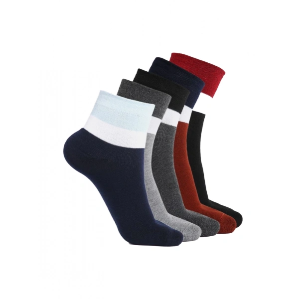 Generic 5 Pairs Men's Casual Cotton Blended Solid Ankle length Socks (Assorted) - 0.35, Assorted