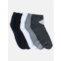 Generic 5 Pairs Men's Casual Cotton Blended Solid Mid-Calf length Socks (Assorted) - 0.35, Assorted
